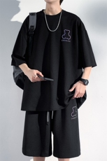 2024夏季新款港风光影墙大码短袖T恤套装M-5XHQ23382-特P45，男装T恤，电商A022