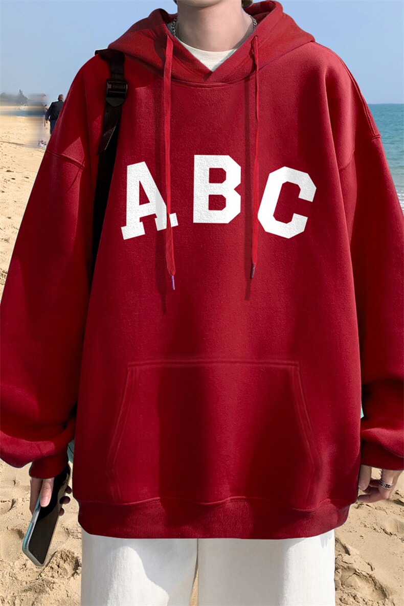 ！秋季重磅宽松大码港风ABC英文印花连帽卫衣LW53-特p35,男装卫衣,星座508（原C305）