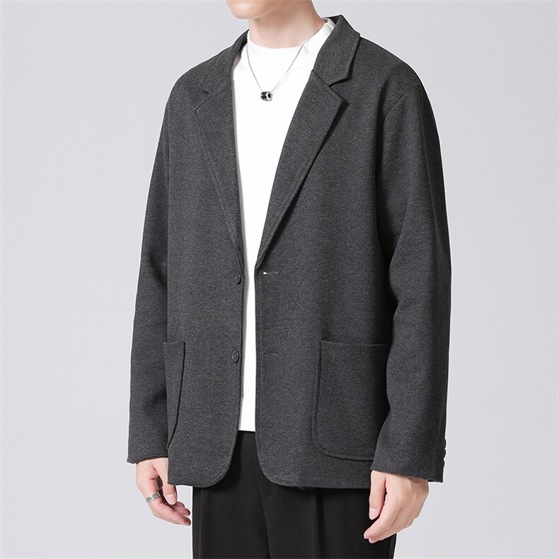 2023秋冬新款男士轻熟风休闲西服男单西潮牌港风韩版潮流毛呢外套，男装西服，星座505-2（原电商A260-1)