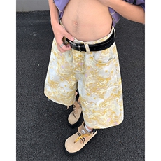 美式扎染短裤男夏季薄款花色慵懒风休闲五分裤大码外穿海边沙滩裤，男装休闲裤，电商A001-1