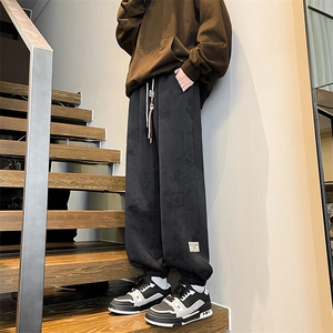 8XL-M痞帅脏脏束脚休闲卫裤男秋冬加绒加厚大码裤子KZ022特价P40图片