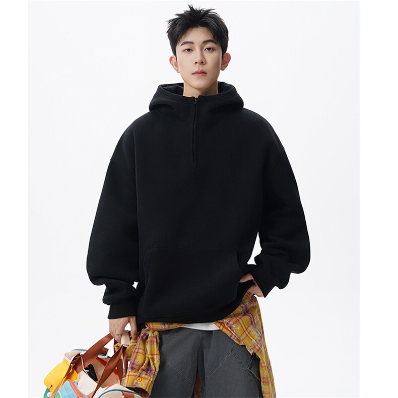 重磅420克空气层连帽卫衣男宽松半拉链长袖外套LM001P6098，女装短外套，电商A073