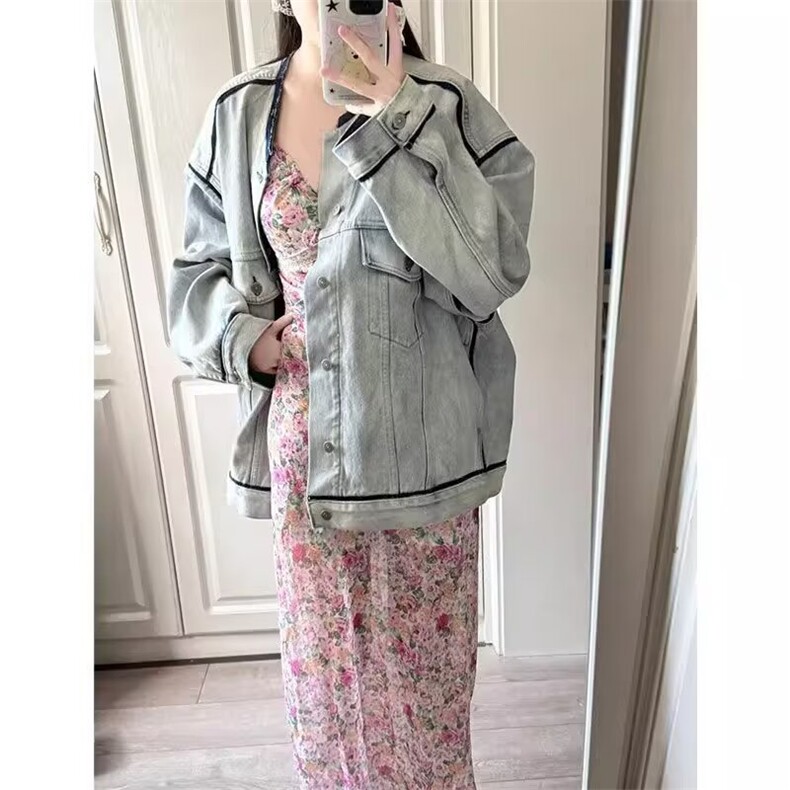 高街vibe牛仔外套女春秋港风chic潮拉链设计感小众夹克HH2567P72,男装工装外套,星座1013-5