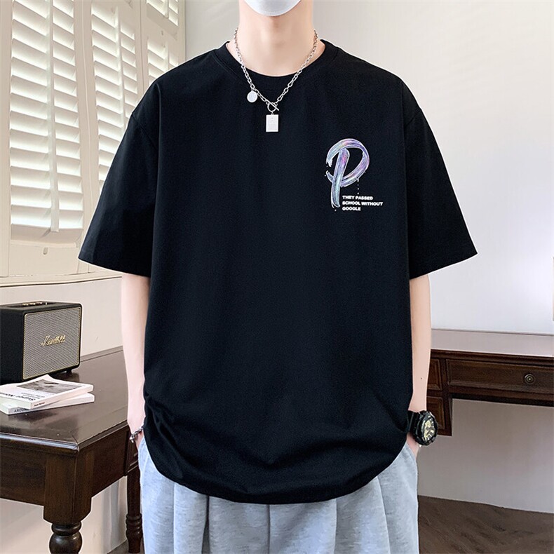 夏季男短袖t恤 高品质多工艺发泡印大码T恤衫HF8391-P34图片
