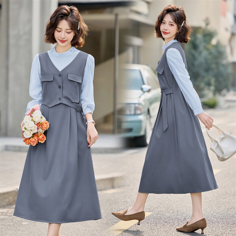 2025春装新款铭街依杨2513款拼接显瘦气质中长款连衣裙（现货），女装连衣裙，铭街依杨