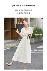 高级感天丝连衣裙女2025夏季新款气质减龄小个子收腰显瘦A字裙子，女装连衣裙，涵亦佰惠