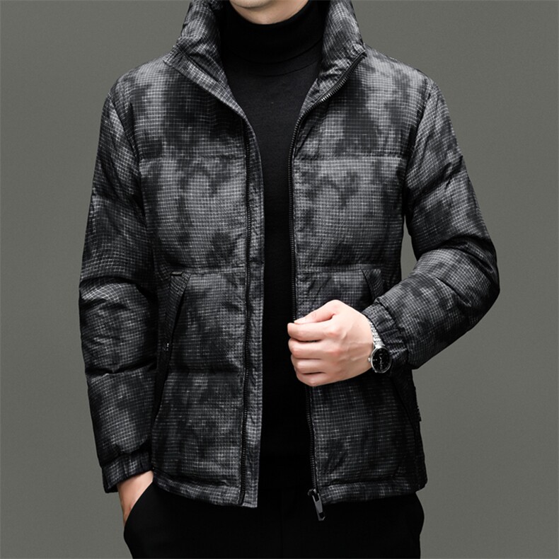 新款冬季短款85绒子白鸭绒仿旧羽绒服外套中年男装加厚羽绒服夹克图片
