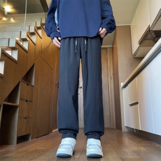 裤子男秋季薄款2024新款潮牌百搭长裤宽松直筒拖地休闲裤B86/P32，男装休闲裤，星座506
