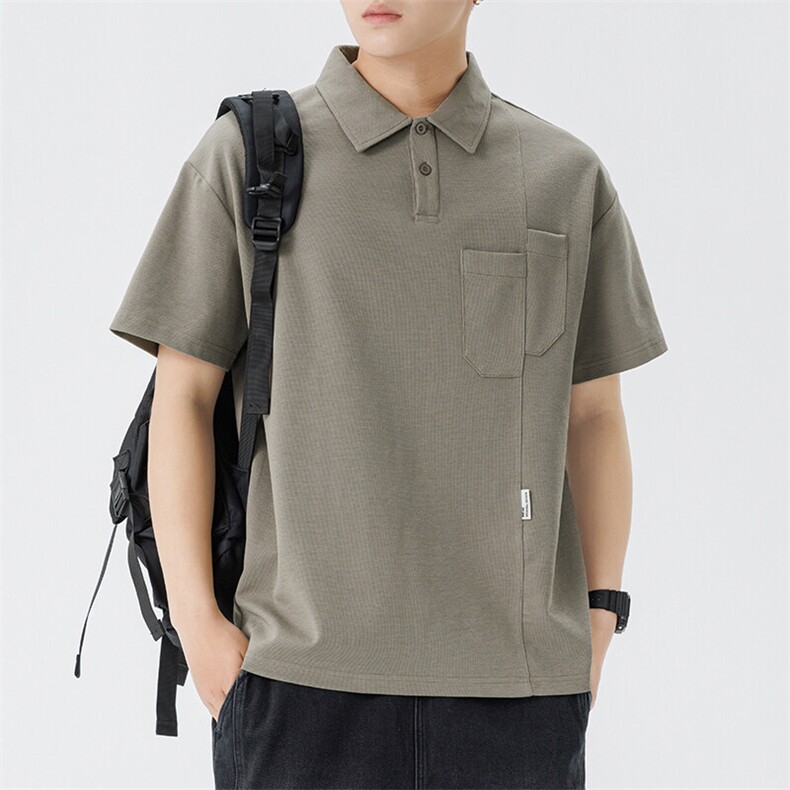 夏季新款男士短袖POLO衫美式拼接纯色翻领上衣T恤时尚潮流，男装T恤，星座1109