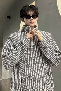 雪尼尔立领卫衣美式复古潮流打底设计重磅翻领外套卫衣 常规P42图片