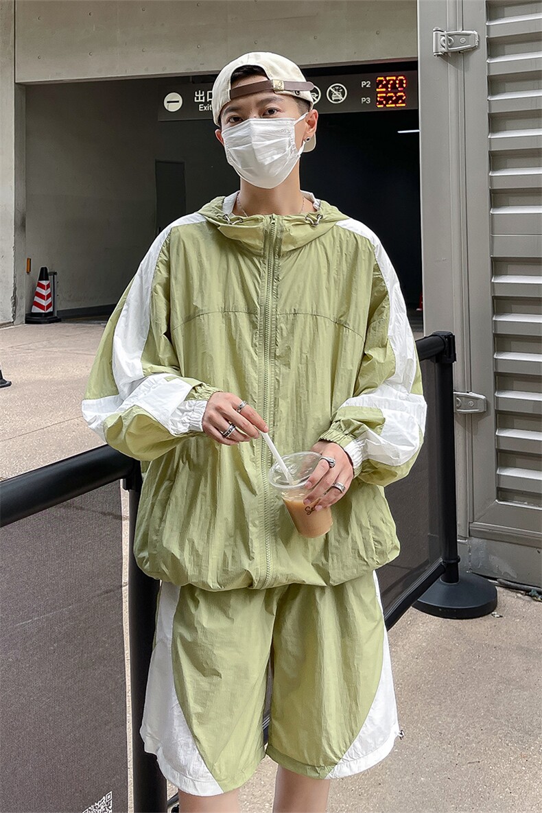 夏季时尚夹克衫防晒衣套装运动风连帽防晒服男XZ514-2-1613-P98,男装防晒衣,星座514-2(原B239)