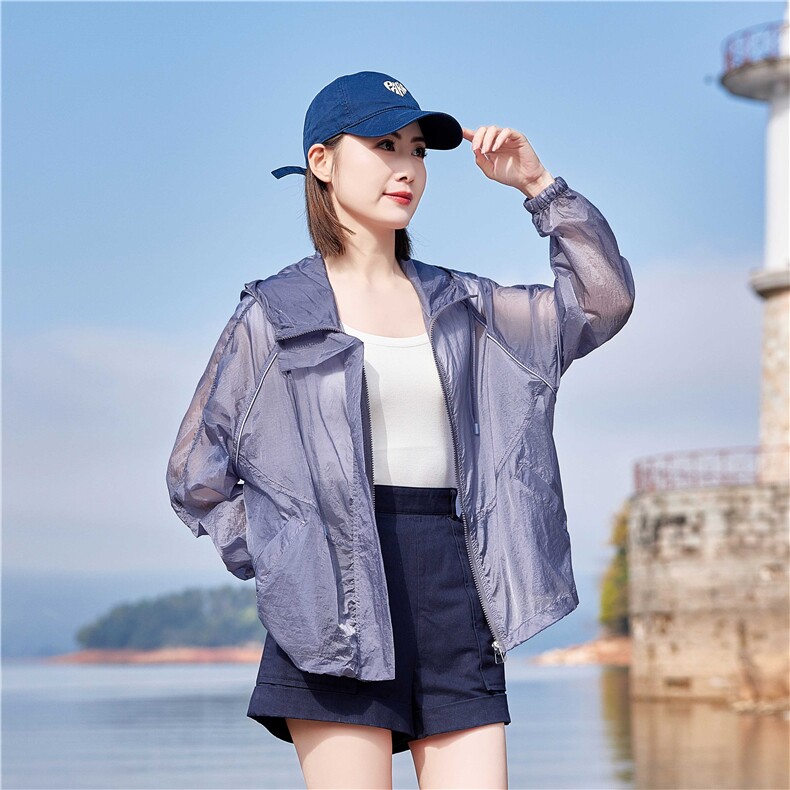 时尚防晒衣女开衫2025夏季新款宽松连帽防晒衫透气户外凉感薄外套，女装防晒衣，可可小西