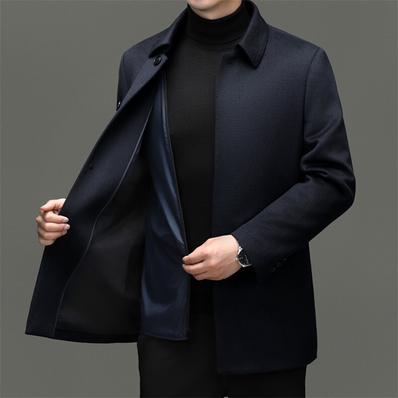 主推2025高端新款中年山羊绒大衣男士中老年绵羊毛山羊绒外套大衣，男装毛呢大衣，钱塘723