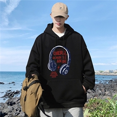360克耳机印花华棉加厚高品质连帽卫衣WY318棉65%聚酯纤维35%，男装卫衣，电商A426-1(原A430-1)