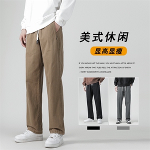高品质港风秋款男休闲裤纯棉直筒宽松长裤加大码M-5xl h0799 P40图片