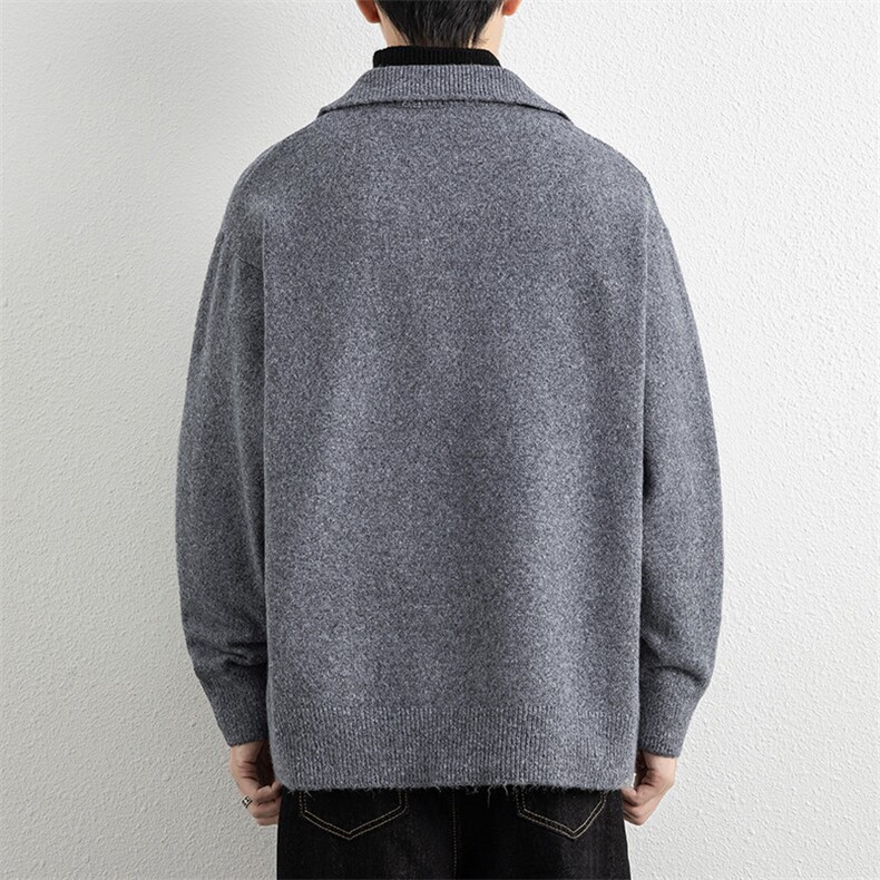 25672-特P70秋时尚半高领毛衣外套男针织衫假两件翻领宽松打底衫,男装T恤,电商D310B