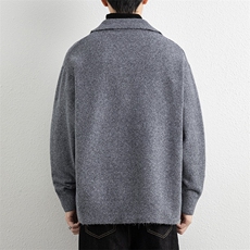 25672-特P70秋时尚半高领毛衣外套男针织衫假两件翻领宽松打底衫，男装T恤，电商D310B
