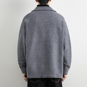 25672-特P70秋时尚半高领毛衣外套男针织衫假两件翻领宽松打底衫图片