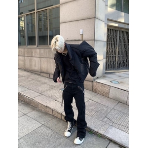 cleanfit美式高街棉服男款冬季小众设计感解构棉衣短款蝙蝠袖外套图片