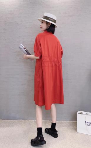 XL9916欧洲站2021夏季新款简约打褶时尚百搭纯色连衣裙,女装连衣裙,L·H·X