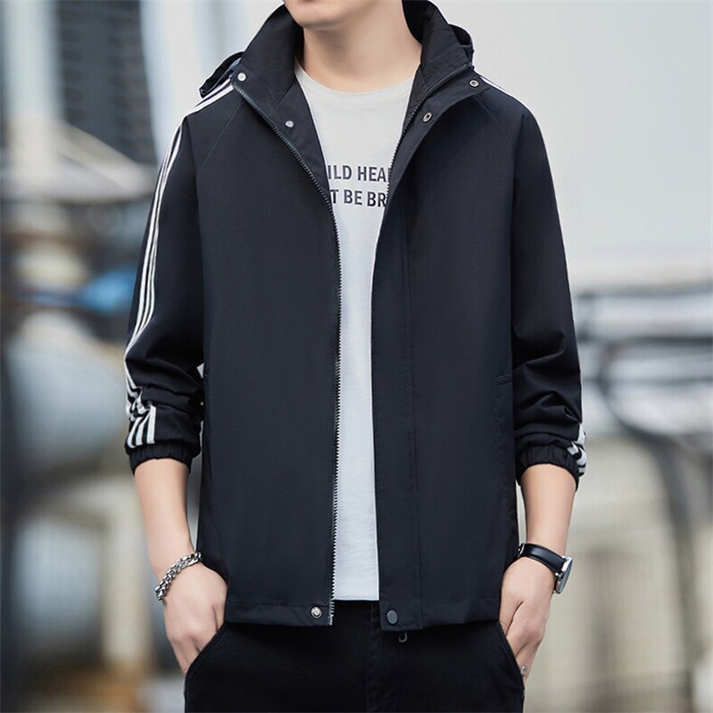 GDN61256C春秋新款男士夹克连帽商务休闲时尚青年男装纯色外套图片