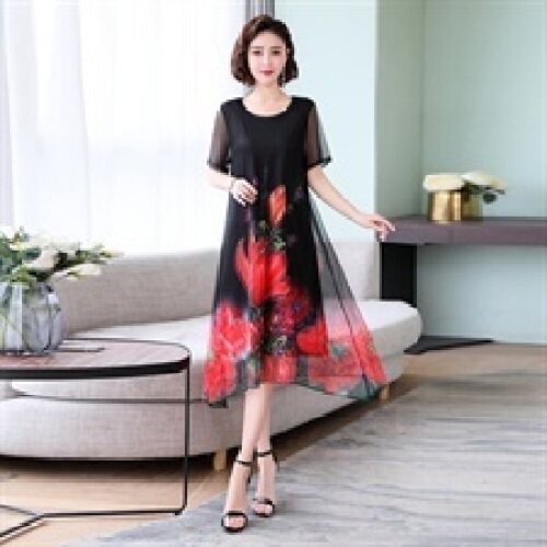 高端休闲遮肚大码连衣裙2024新款休闲妈妈裙子洋气潮简单而不简约，女装连衣裙，缘衣格