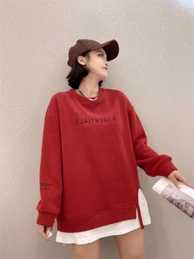 新款字母加绒卫衣，女装卫衣/绒衫，娇姿百合