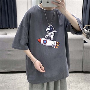 YT26158-P30 亚短袖t恤男大码五分袖男宽松七分袖 港风模特图片