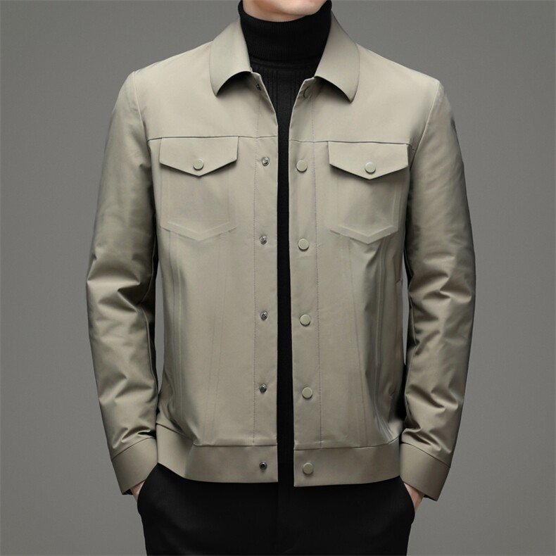 新款冬季鹅绒羽绒服男士休闲翻领中青年外套夹克SNNYR82013-P165，男装羽绒服，电商B212（原钱塘6029）