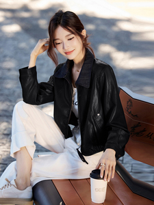 甜酷炸街气质感休闲皮衣外套女2025秋季新款独特设计机车服皮夹克图片