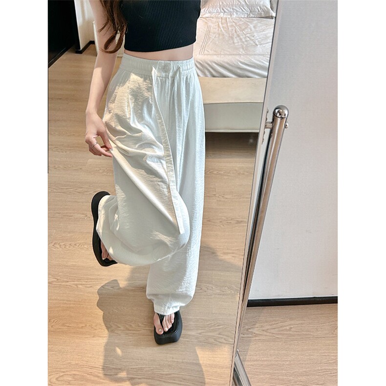 8XL-M白色不透肌理感透气垂感休闲裤男夏季阔腿裤长裤K9137P60，男装休闲裤，电商D206-1