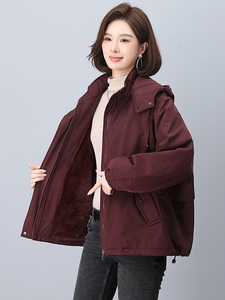 加绒派克服女2024冬季新款宽松大码中年休闲加厚保暖棉衣外套图片
