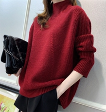 复古慵懒风毛衣女秋冬季宽松休闲针织衫上衣，女装羊毛衫，思途羊绒