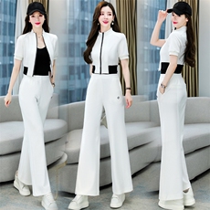 休闲时尚运动套装女2024春秋新款时尚气质女神范坠感阔腿裤两件套，女装套装/套裙，火爆靓佳人