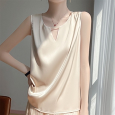 夏季缎面打底背心女内搭纯色无袖衬衫t恤上衣内搭吊带可外穿上衣，女装背心吊带，圣丽羊绒