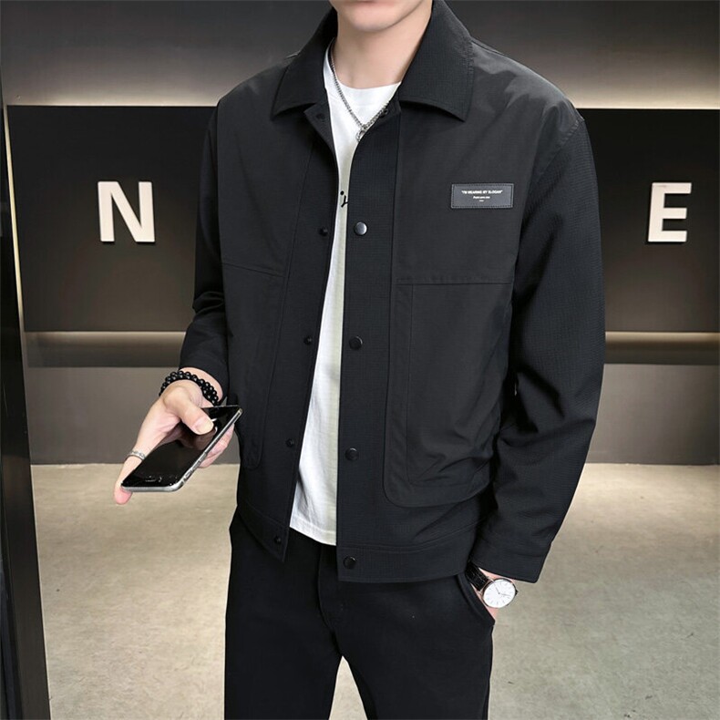休闲纯色长袖上衣男贴标休闲百搭夹克A329-JK5091-P95,男装夹克,电商A329