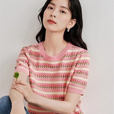 夏季新款时尚莱赛尔天丝短袖修身显瘦百搭休闲上衣，女装针织衫/毛衣，斯美雅安迪绒