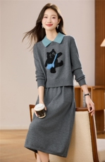 马甲套装2025新款今年流行新款毛衣裙长款高级感马夹两件套连衣裙，女装羊毛衫，艾米