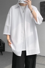 短袖衬衫男夏季新款港风宽松冰丝坠感衬衣CY009-P30，男装衬衫，星座214-3