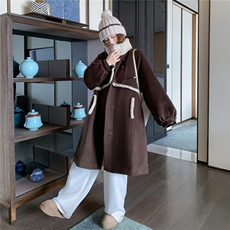 新款风盘扣呢大衣外套AD957-P205K308，女装毛呢外套，2B187
