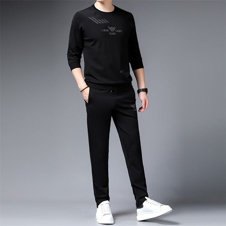 SA9609-2钱塘2020-2中青年男士时尚休闲百搭冬款圆领套装卫衣P137,男装卫衣,钱塘207-2