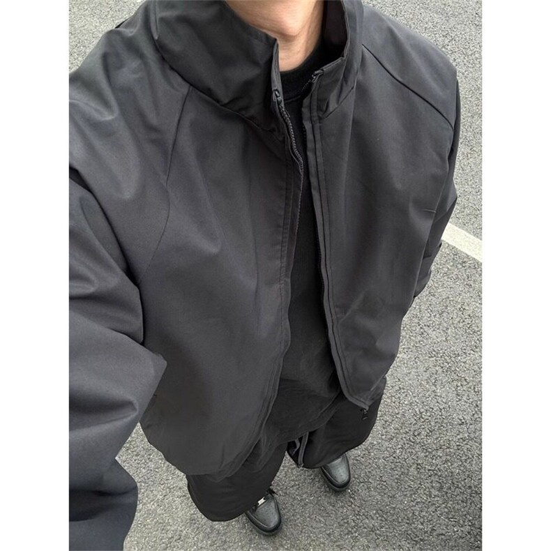 【有货】纯黑色立领短款外套棒球服教练行政夹克JK6712特P55,男装夹克,星座908-1