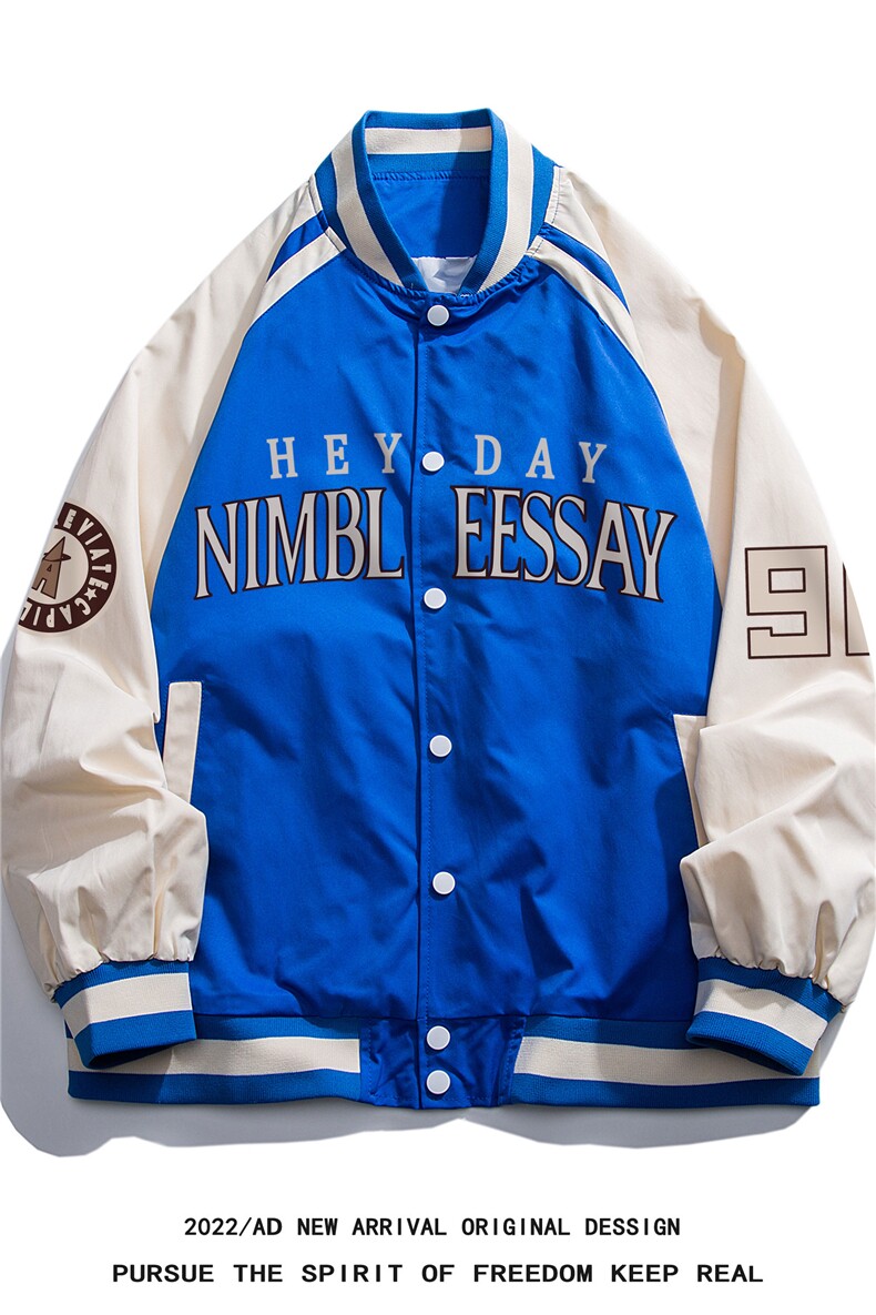 白底22秋季新品港风时尚帅气字母印花棒球服夹克外套JK881P65控88,男装夹克,电商A247-1
