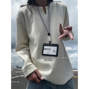 XZ809A/VL01/特P14 深度库存 量大可谈美式V领肌理感百搭长T卫衣图片