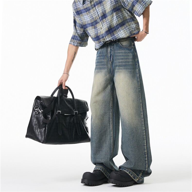 抖音品质美式高街复古水洗宽松直筒牛仔裤B315-K24274-p55控78,男装牛仔裤,电商B315