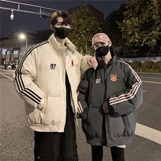 情侣冬装港风织带棉服刺绣logo棉衣休闲加厚外套男G1105P118，男装棉衣，电商A339