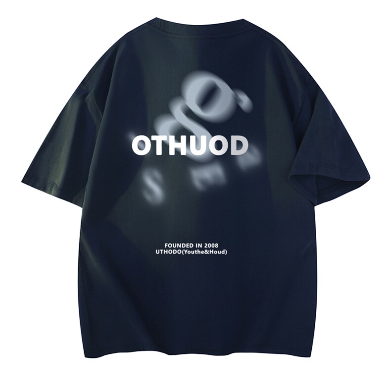 抖音得物210克现货宽松纯棉美式潮牌印花落肩袖纯棉T恤AT21125,男装T恤,电商A443