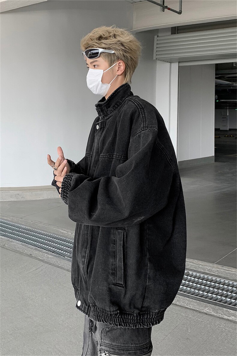 牛仔外套男美式宽松休闲立领夹克港风帅气百搭痞帅时尚潮牌上衣服,男装工装外套,星座505-2（原电商A260-1)