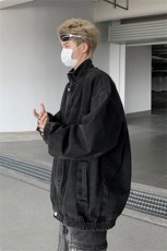 牛仔外套男美式宽松休闲立领夹克港风帅气百搭痞帅时尚潮牌上衣服，男装工装外套，星座505-2（原电商A260-1)