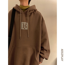 HD1436-TP68-控88冬季港风加绒加厚卫衣男潮牌发泡印花连帽外套，男装卫衣，电商A102-1